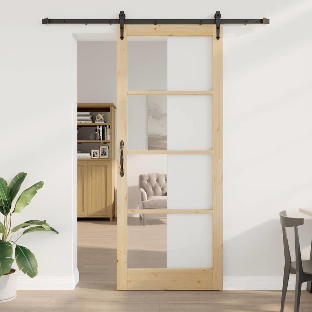 Schiebetür Manuell Braun 93 x 232 cm Holz und Metall