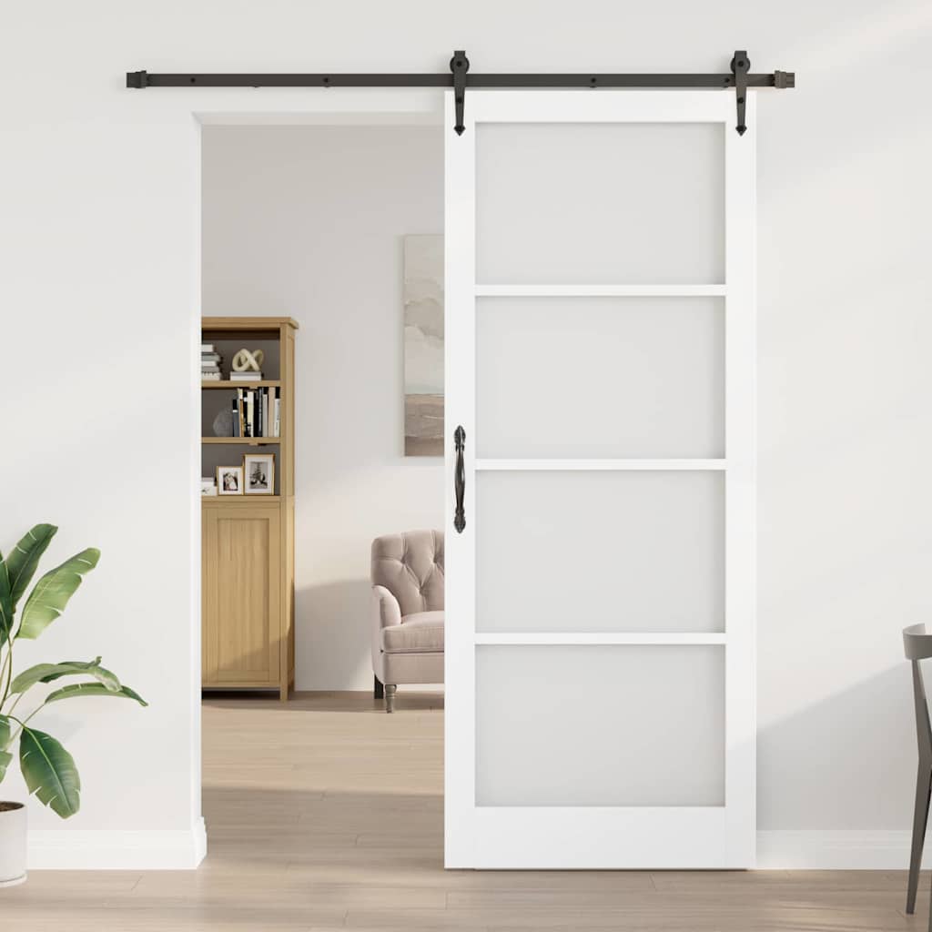 Schiebetür Manuell Weiß 93 x 232 cm Holz und Metall