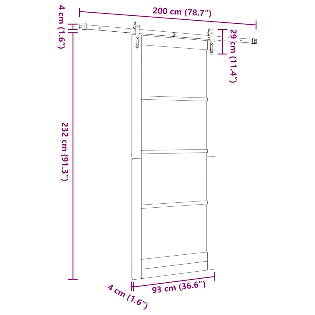 Schiebetür Manuell Weiß 93 x 232 cm Holz und Metall