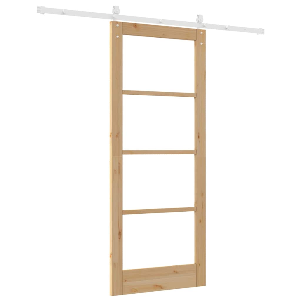 Schiebetür Manuell Braun 83 x 202 cm Holz und Metall