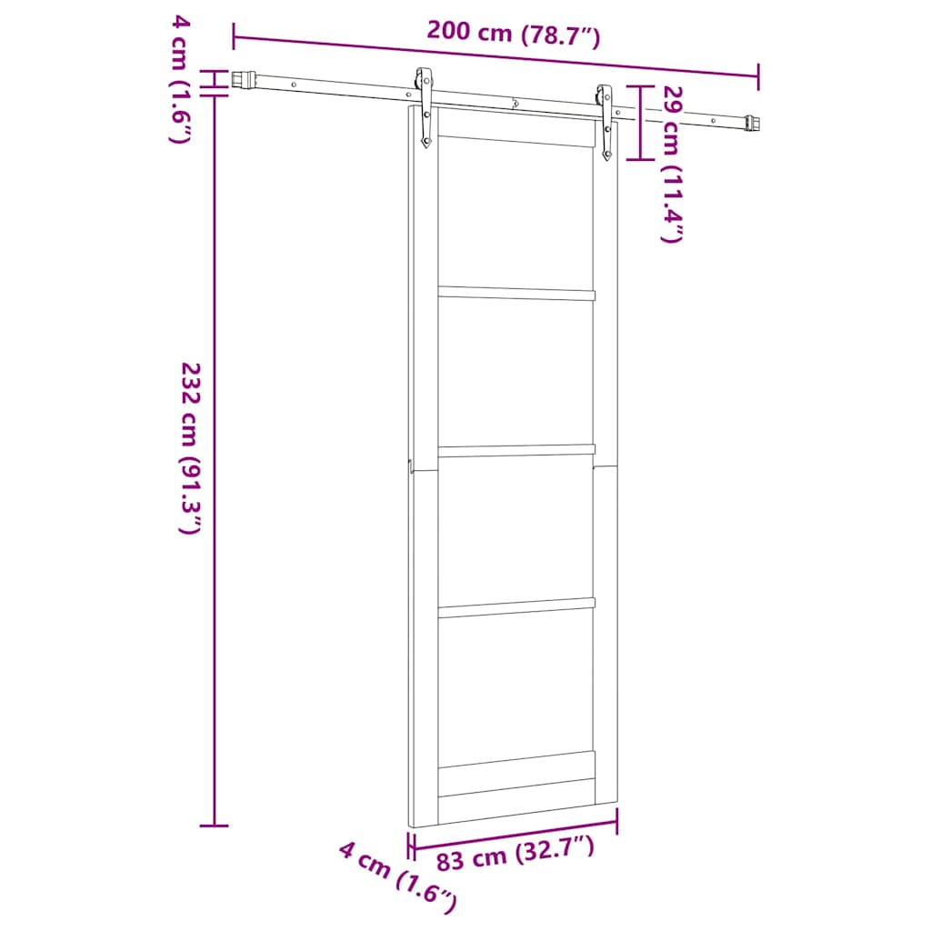 Schiebetür Manuell Weiß 83 x 232 cm Holz und Metall