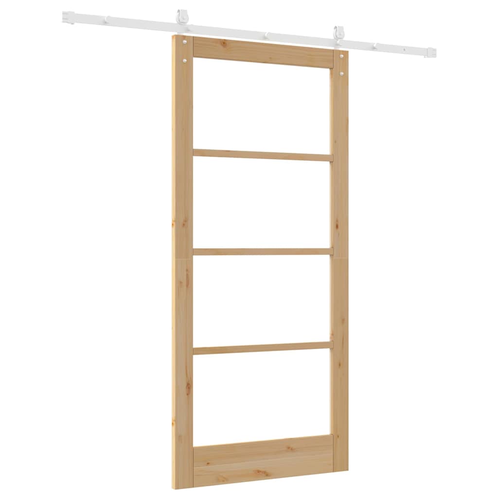 Schiebetür Manuell Braun 93 x 202 cm Holz und Metall