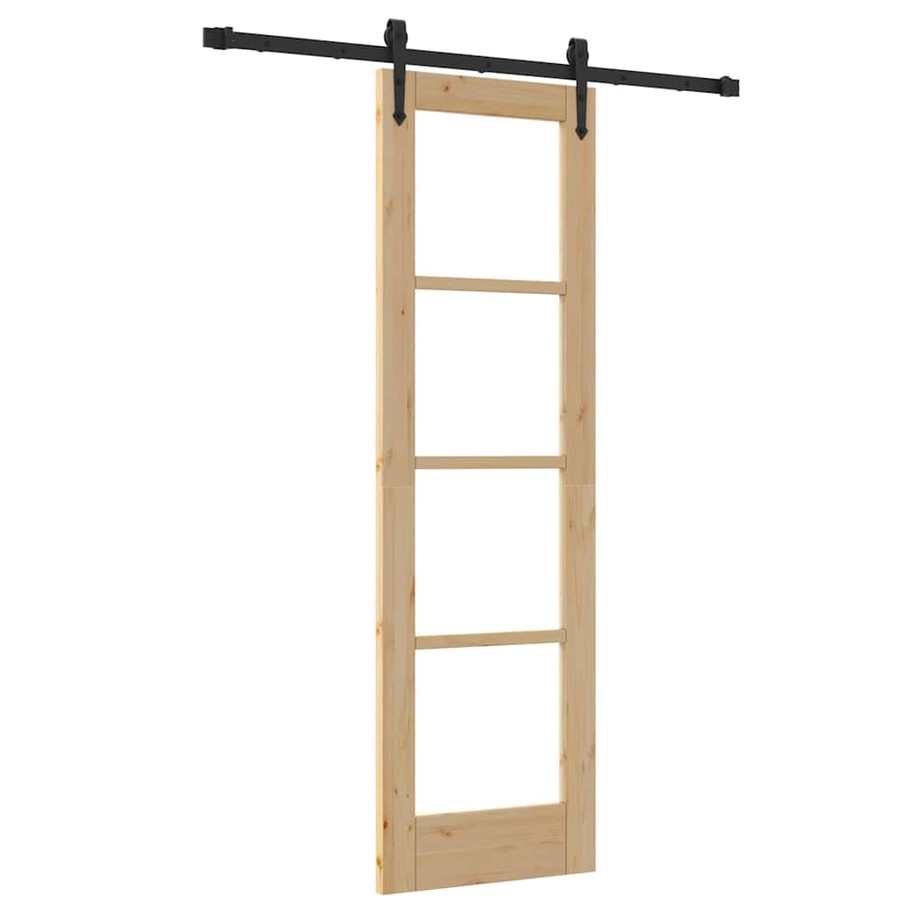 Schiebetür Manuell Braun 61 x 198.5 cm Holz und Metall