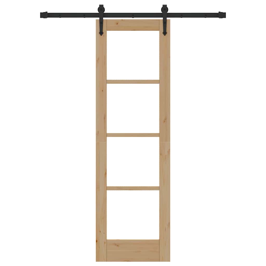 Schiebetür Manuell Braun 61 x 198.5 cm Holz und Metall