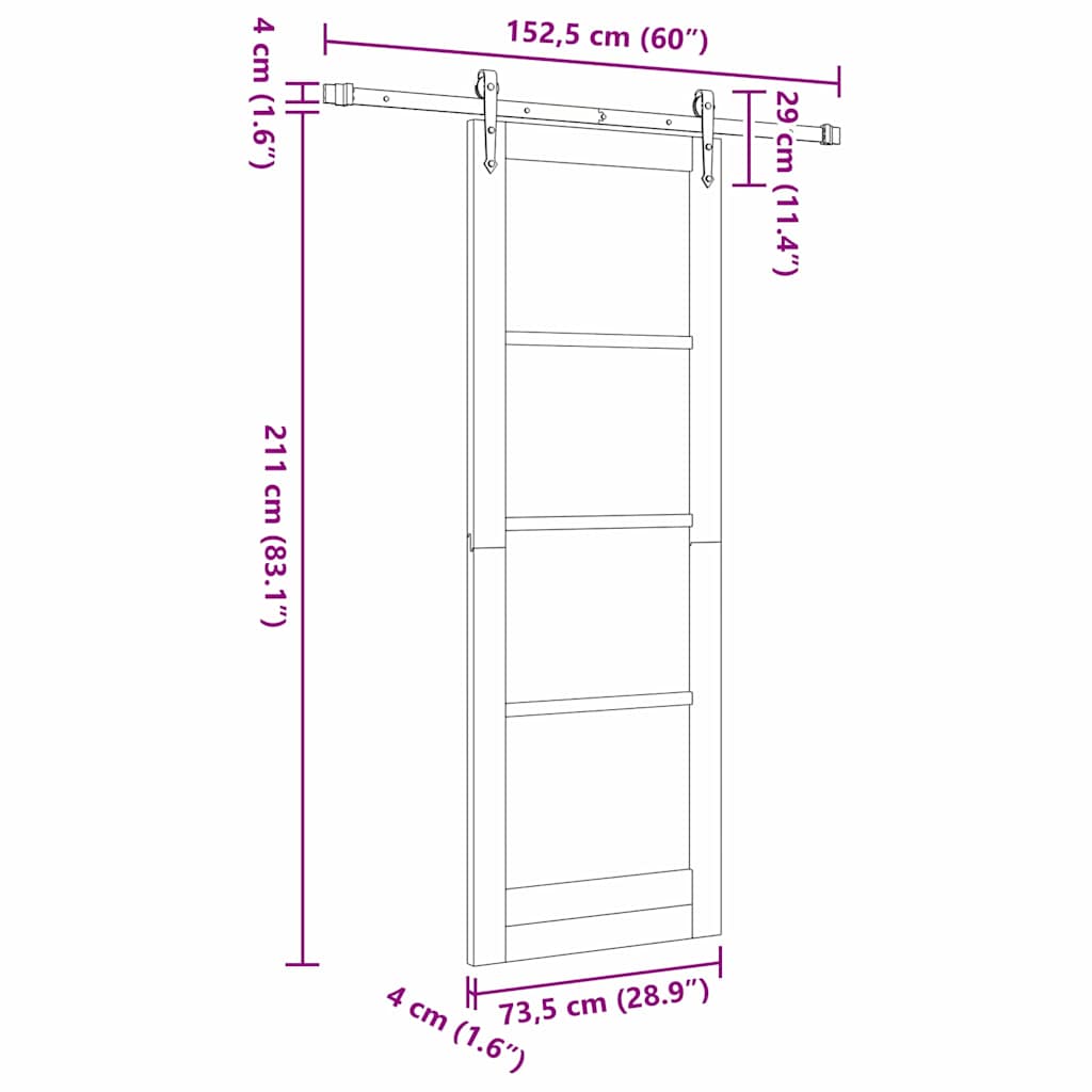 Schiebetür Manuell Weiß 73,5 x 211 cm Holz und Metall