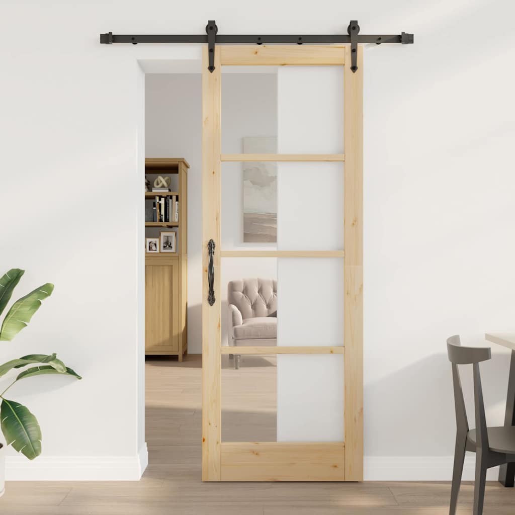 Schiebetür Manuell Braun 78 x 211 cm Holz und Metall
