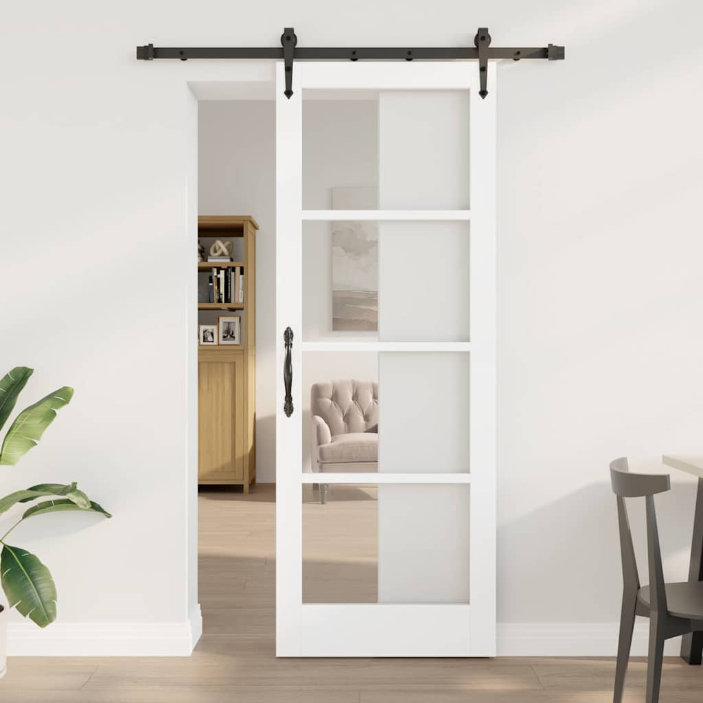 Schiebetür Manuell Weiß 78 x 211 cm Holz und Metall