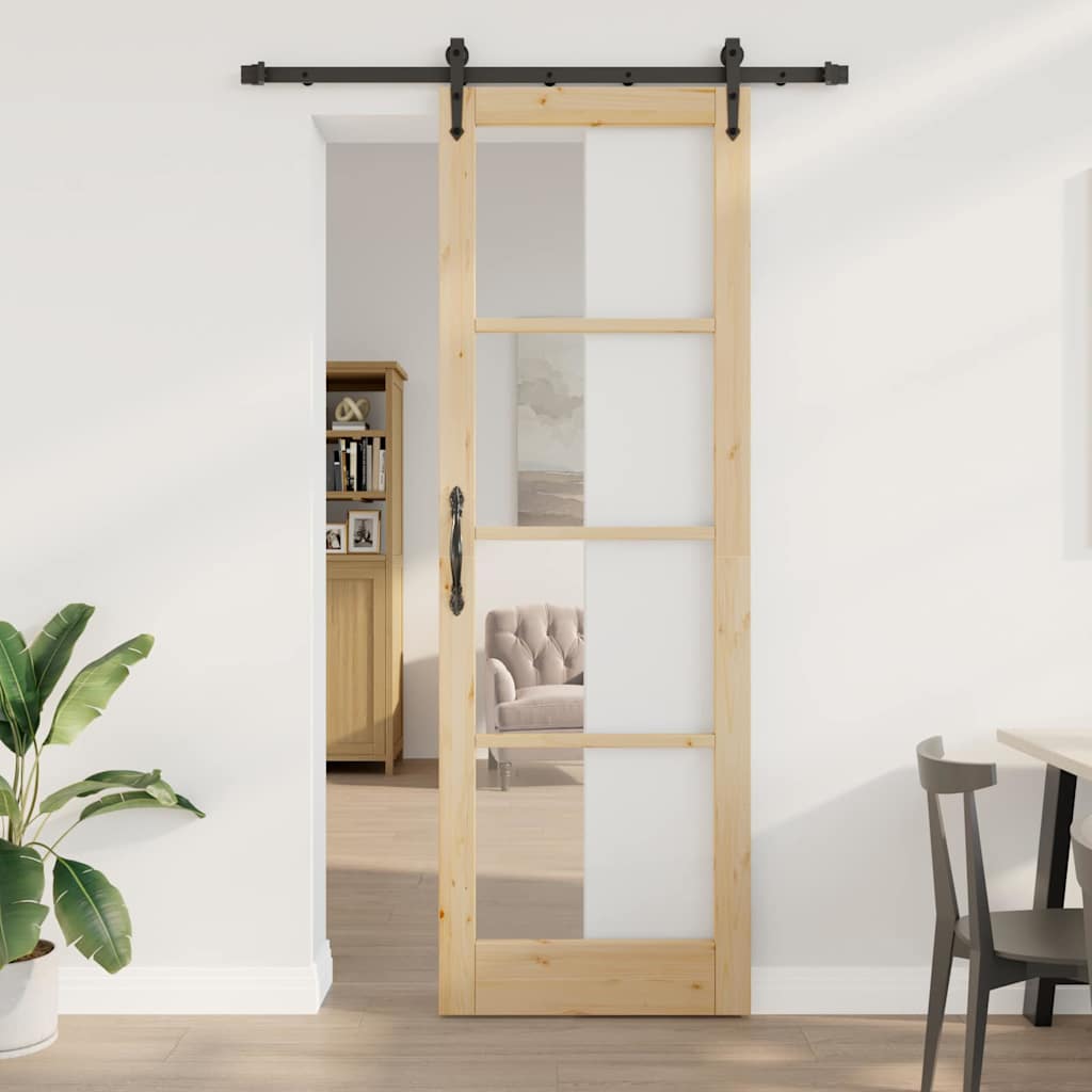 Schiebetür Manuell Braun 78 x 232 cm Holz und Metall