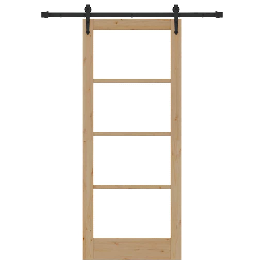 Schiebetür Manuell Braun 83 x 202 cm Holz und Metall