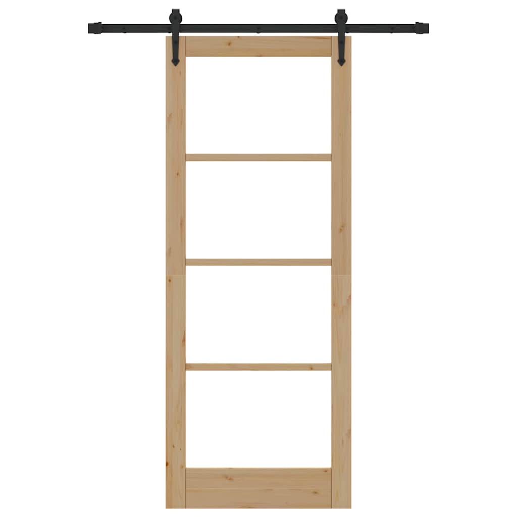 Schiebetür Manuell Braun 83 x 211 cm Holz und Metall