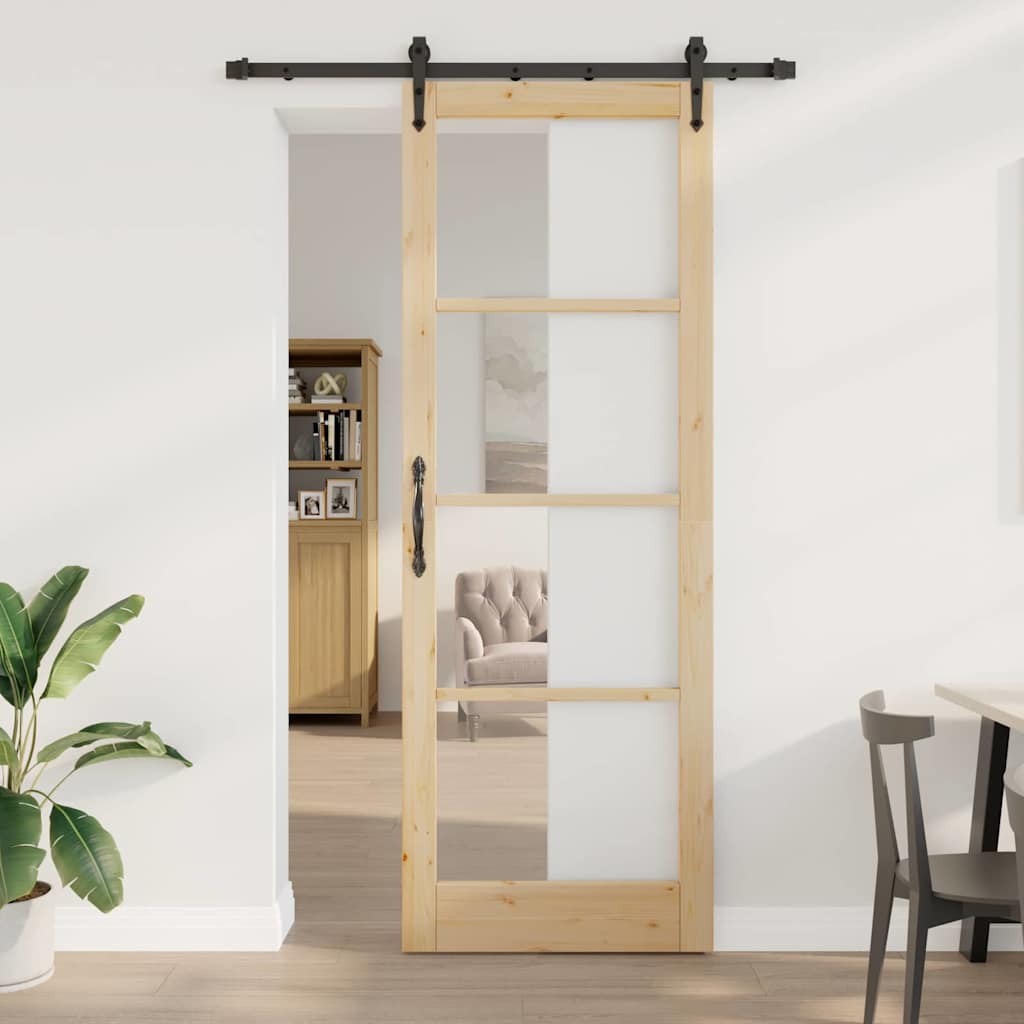 Schiebetür Manuell Braun 83 x 232 cm Holz und Metall
