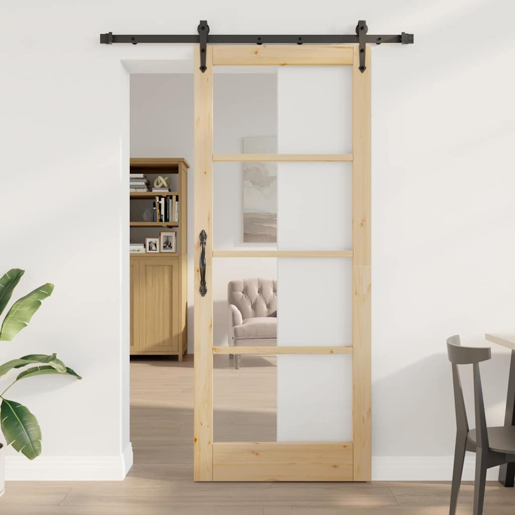 Schiebetür Manuell Braun 86 x 211 cm Holz und Metall