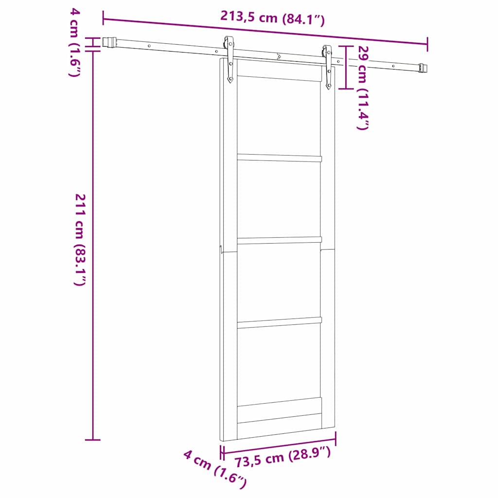 Schiebetür Manuell Weiß 73,5 x 211 cm Holz und Metall