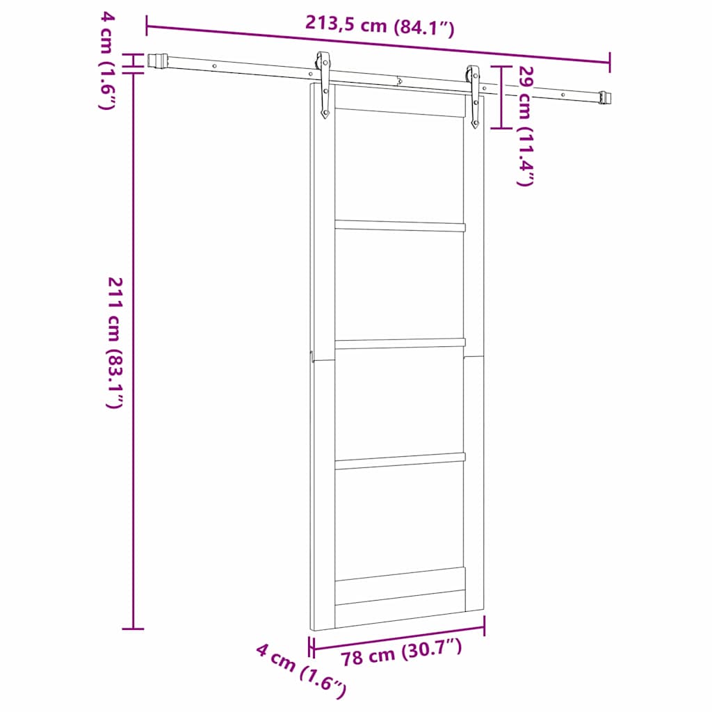 Schiebetür Manuell Weiß 78 x 211 cm Holz und Metall