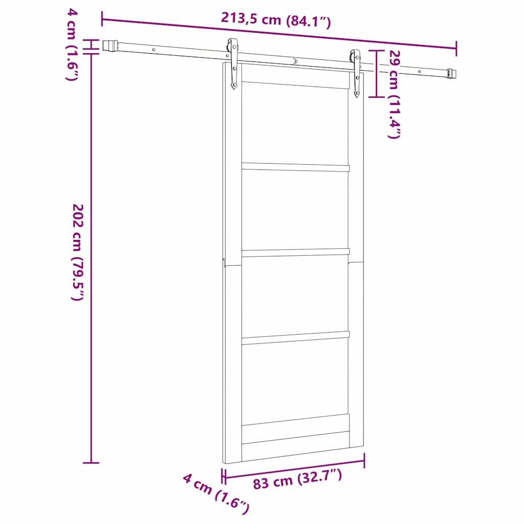 Schiebetür Manuell Weiß 83 x 202 cm Holz und Metall