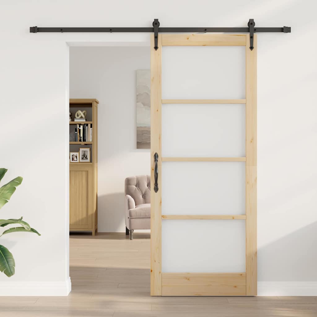 Schiebetür Manuell Braun 86 x 211 cm Holz und Metall