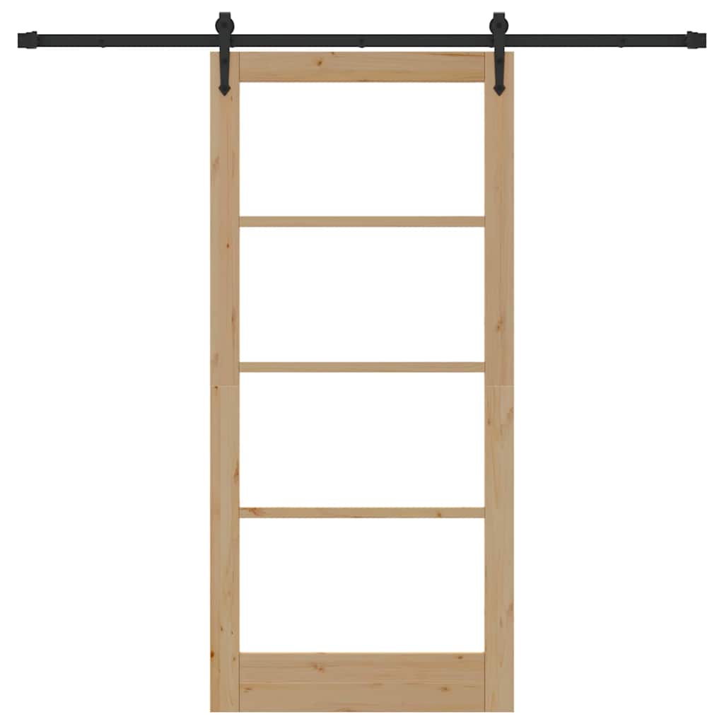 Schiebetür Manuell Braun 93 x 202 cm Holz und Metall