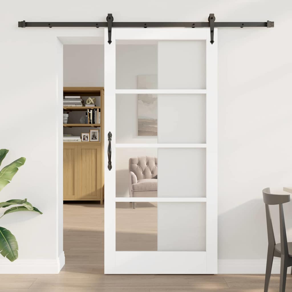 Schiebetür Manuell Weiß 93 x 202 cm Holz und Metall