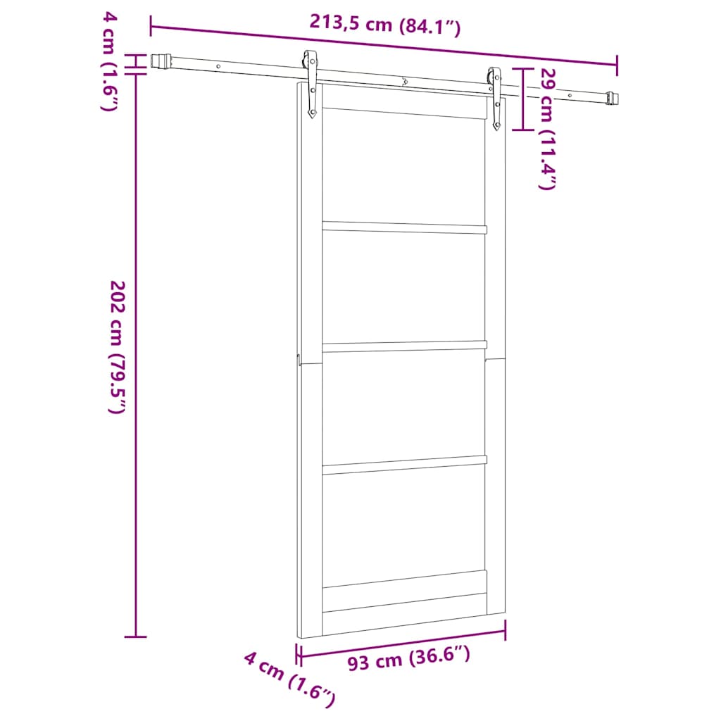 Schiebetür Manuell Weiß 93 x 211 cm Holz und Metall