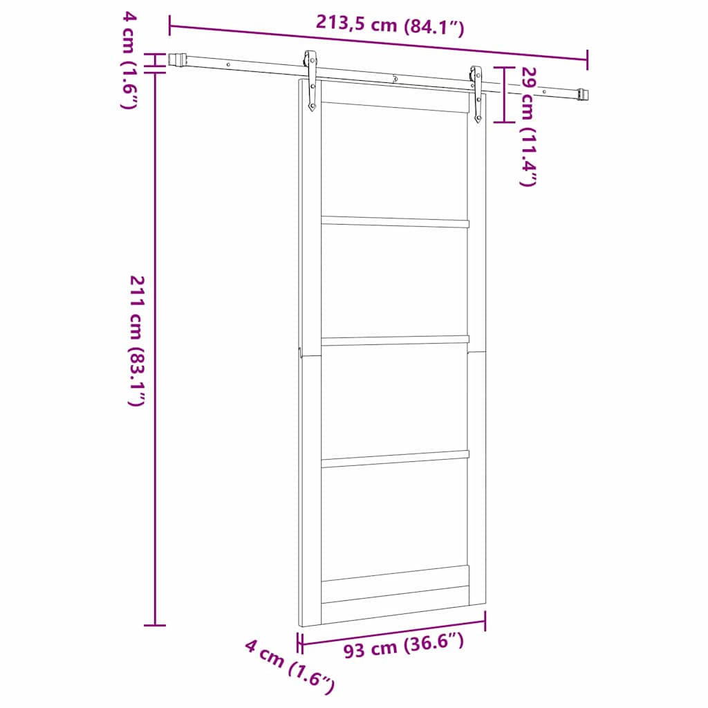 Schiebetür Manuell Weiß 93 x 232 cm Holz und Metall