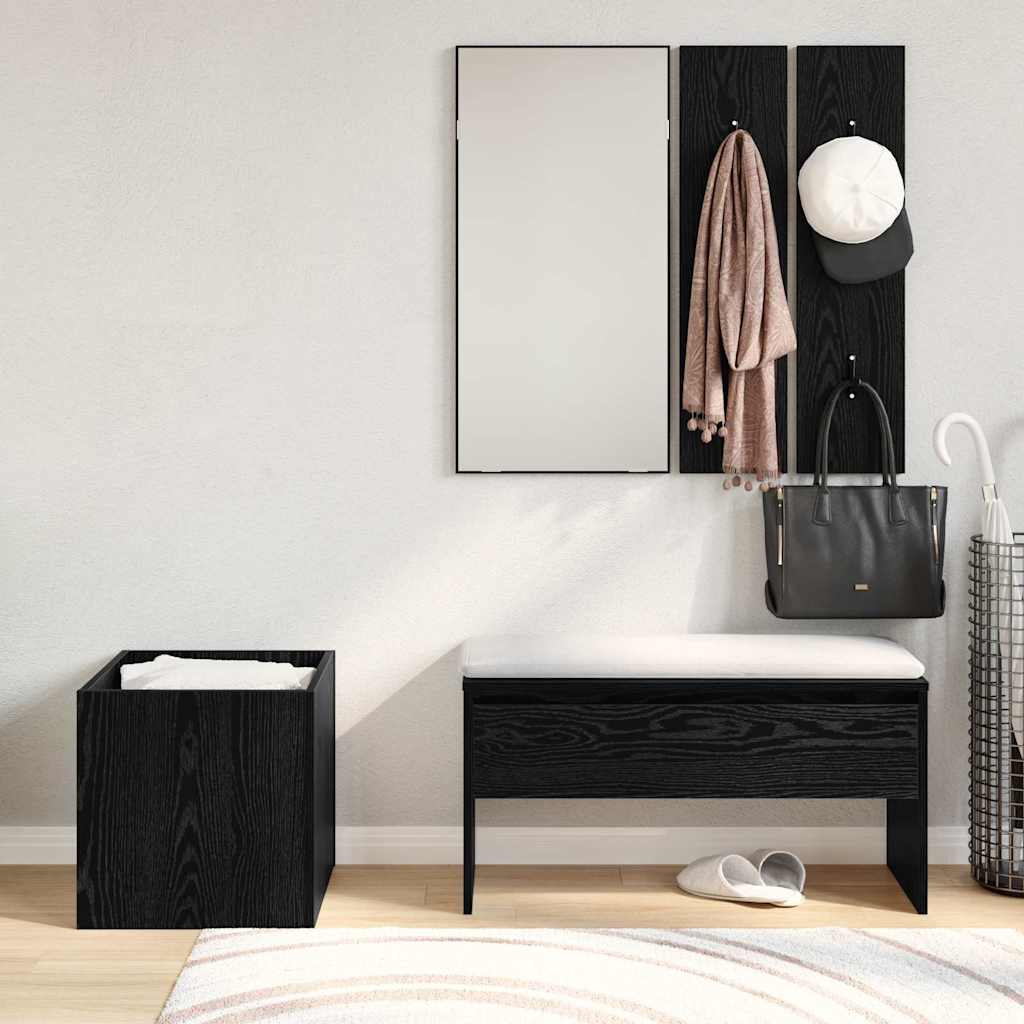 Flurmöbel-Set 5 pcs Schwarze Eiche, Silber 80 x 30,5 x 40 cm