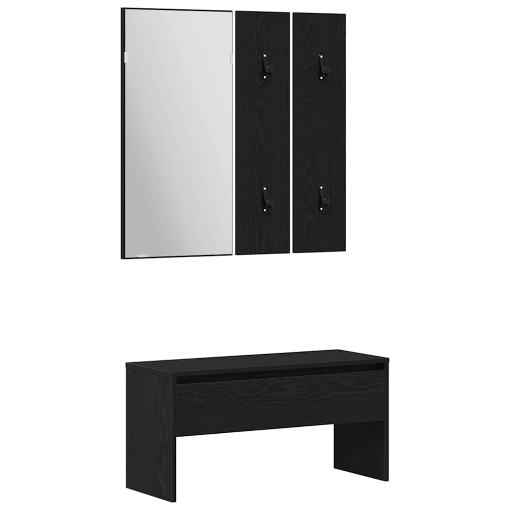 Flurmöbel-Set 5 pcs Schwarze Eiche, Silber 80 x 30,5 x 40 cm
