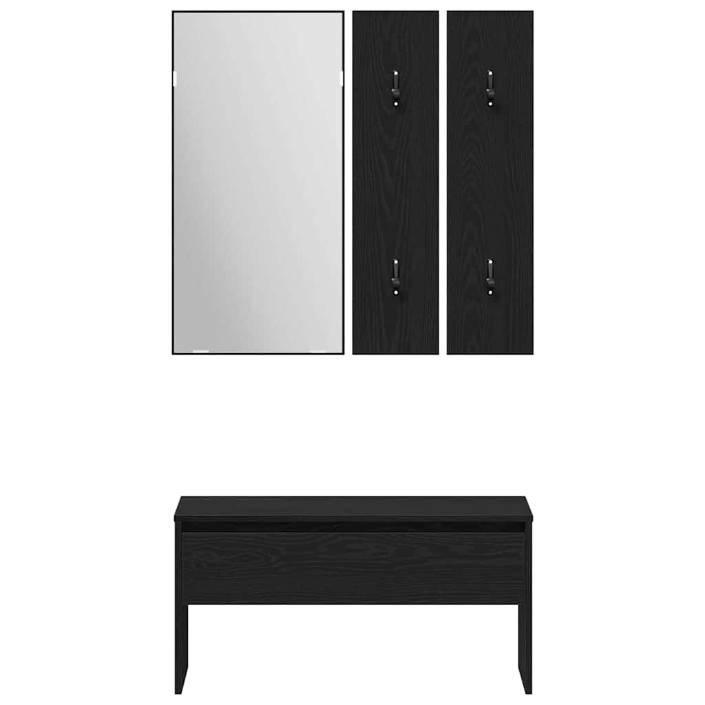 Flurmöbel-Set 5 pcs Schwarze Eiche, Silber 80 x 30,5 x 40 cm