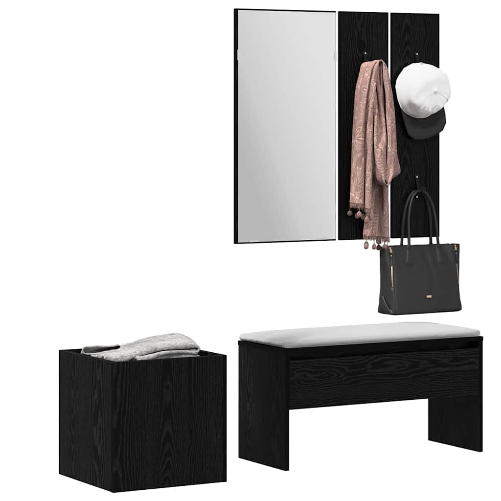 Flurmöbel-Set 5 pcs Schwarze Eiche, Silber 80 x 30,5 x 40 cm