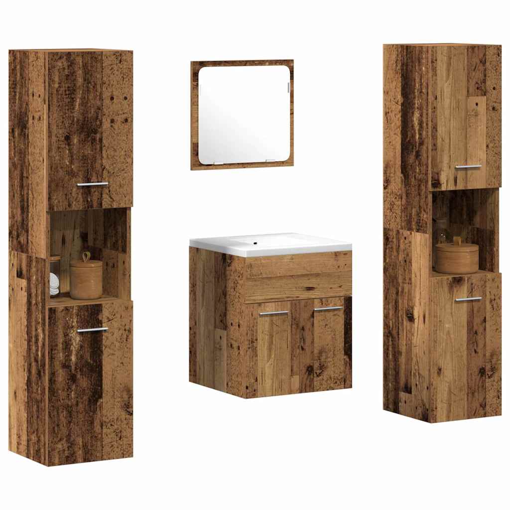 Badezimmermöbel Set mit Tür 4 pcs Altholz 41 x 38.5 x 46 cm