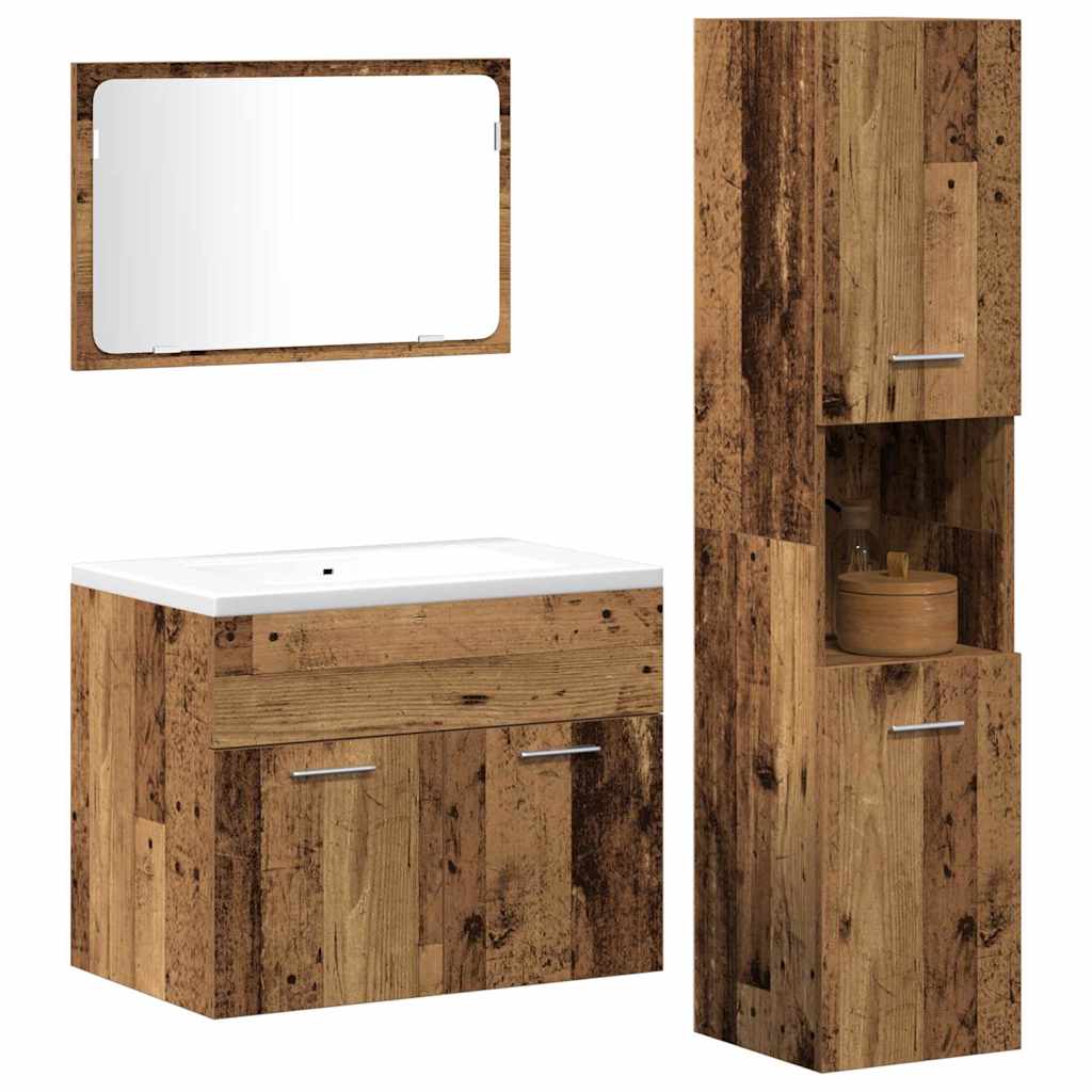 Badezimmer Möbel Set mit Tür 3 pcs Altholz 60 x 38.5 x 46 cm