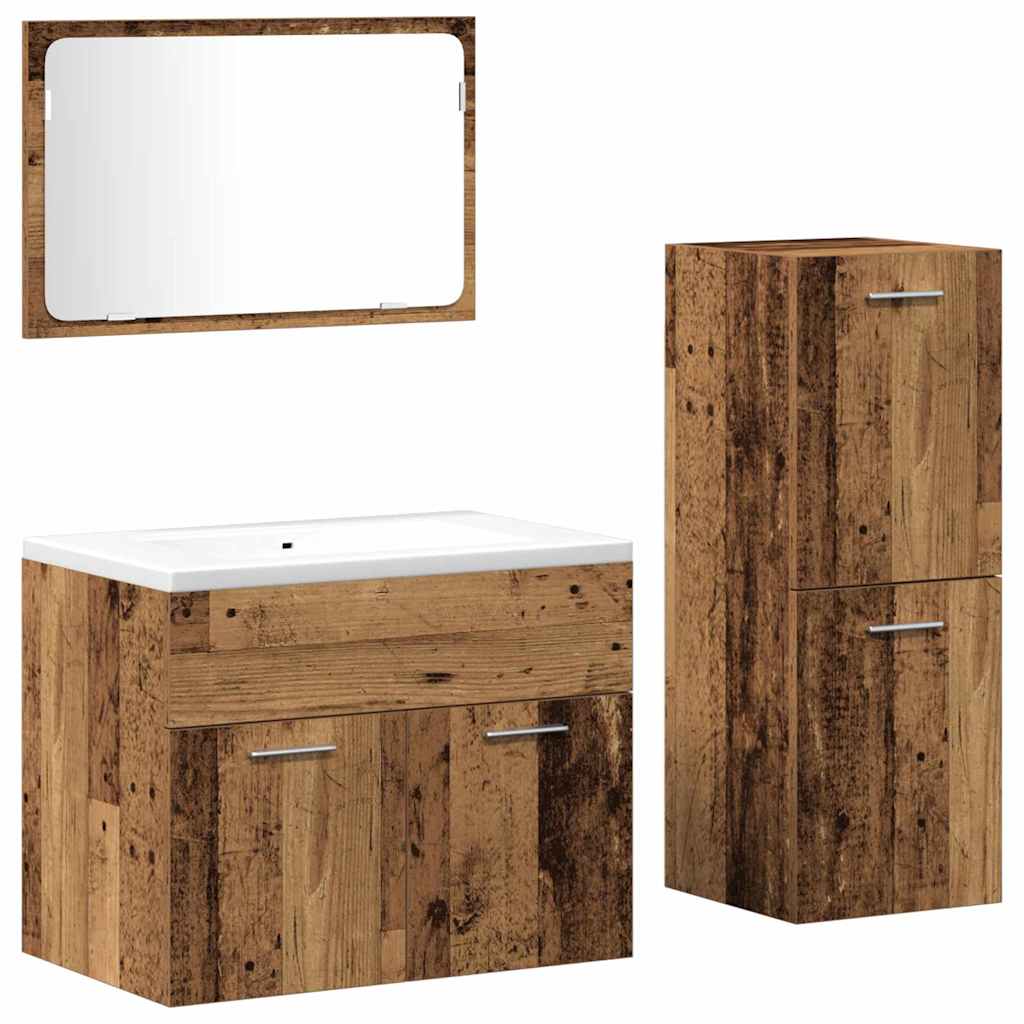 Badezimmermöbel Set mit Tür 3 pcs Altholz 60 x 38.5 x 46 cm