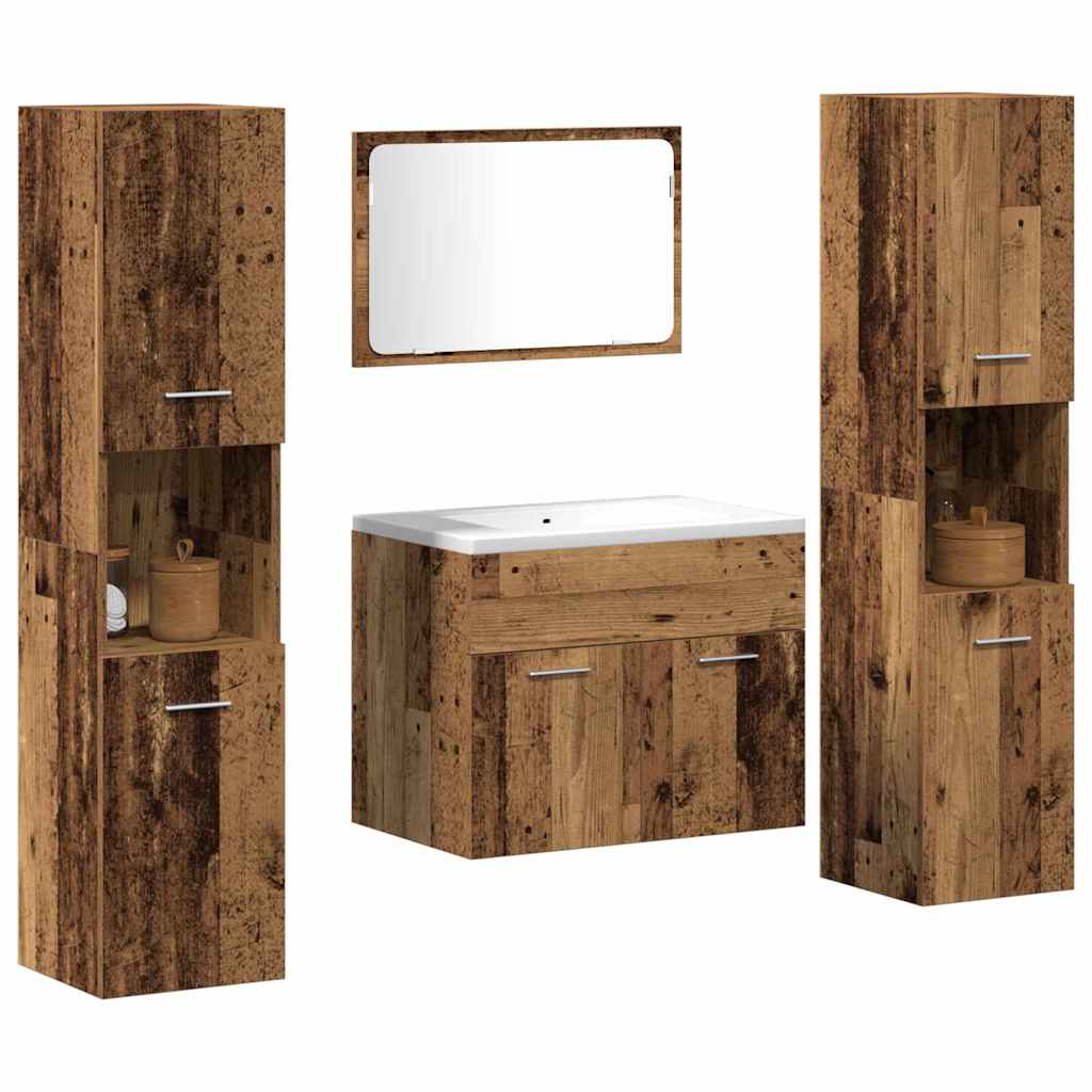 Badezimmer Möbel Set mit Tür 4 pcs Altholz 60 x 38.5 x 46 cm