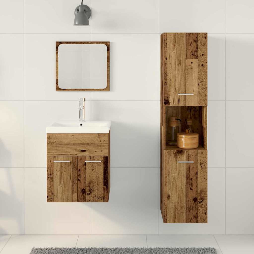Badezimmermöbel Set mit Tür 3 pcs Altholz 41 x 38.5 x 46 cm