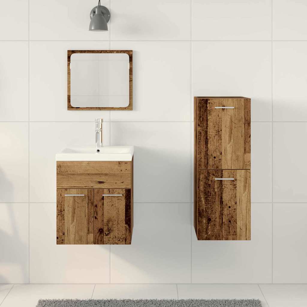Badezimmermöbel Set mit Tür 3 pcs Altholz 41 x 38.5 x 46 cm