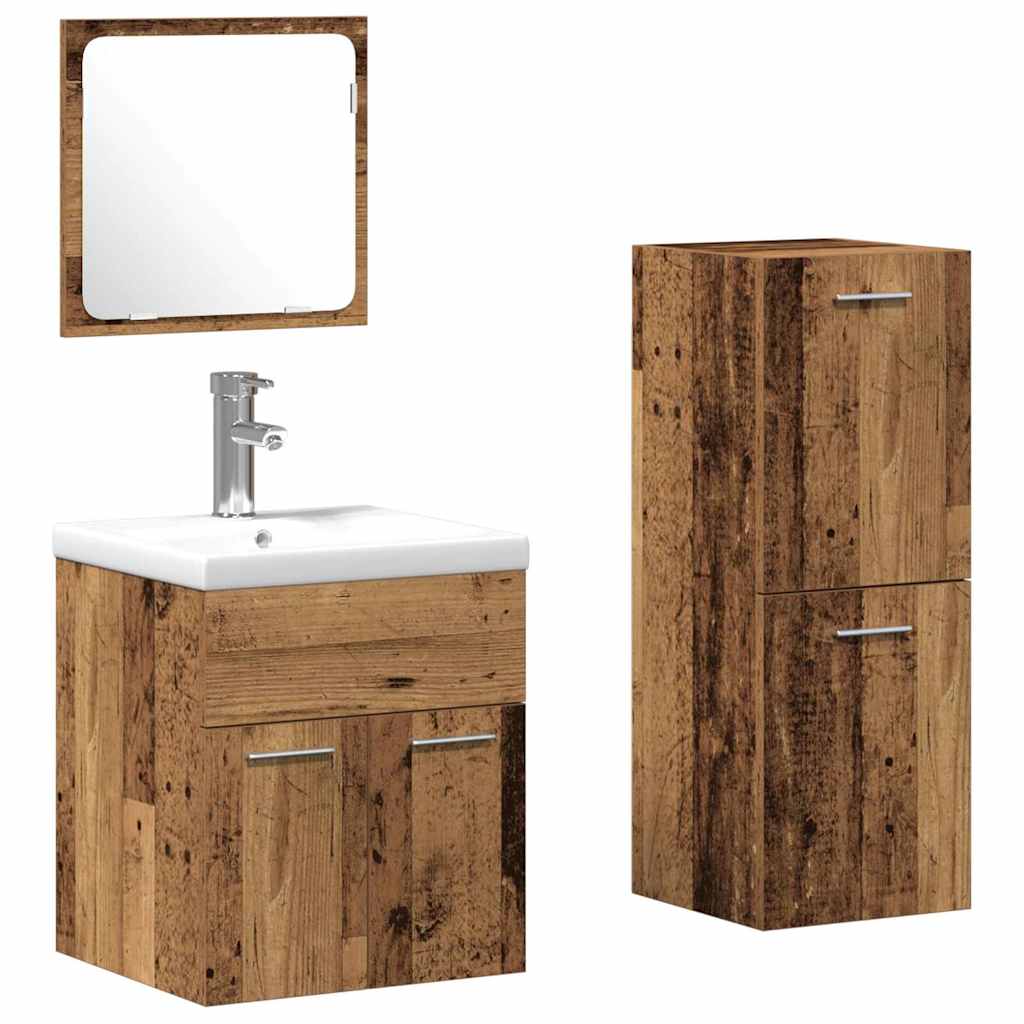 Badezimmermöbel Set mit Tür 3 pcs Altholz 41 x 38.5 x 46 cm