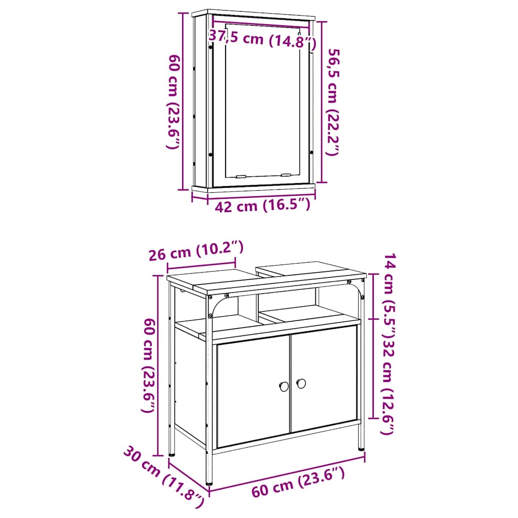 Badezimmermöbel Set 2 pcs Braun 60 x 30 x 60 cm Holzwerkstoff