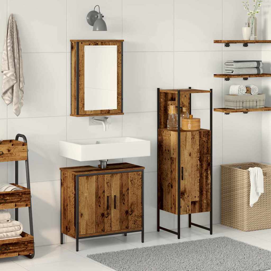 Badezimmermöbel Set mit Speicher 3 pcs Braun 33 x 33 x 120.5 cm