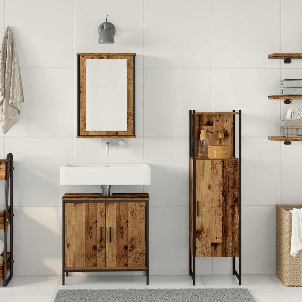 Badezimmermöbel Set mit Speicher 3 pcs Braun 33 x 33 x 120.5 cm