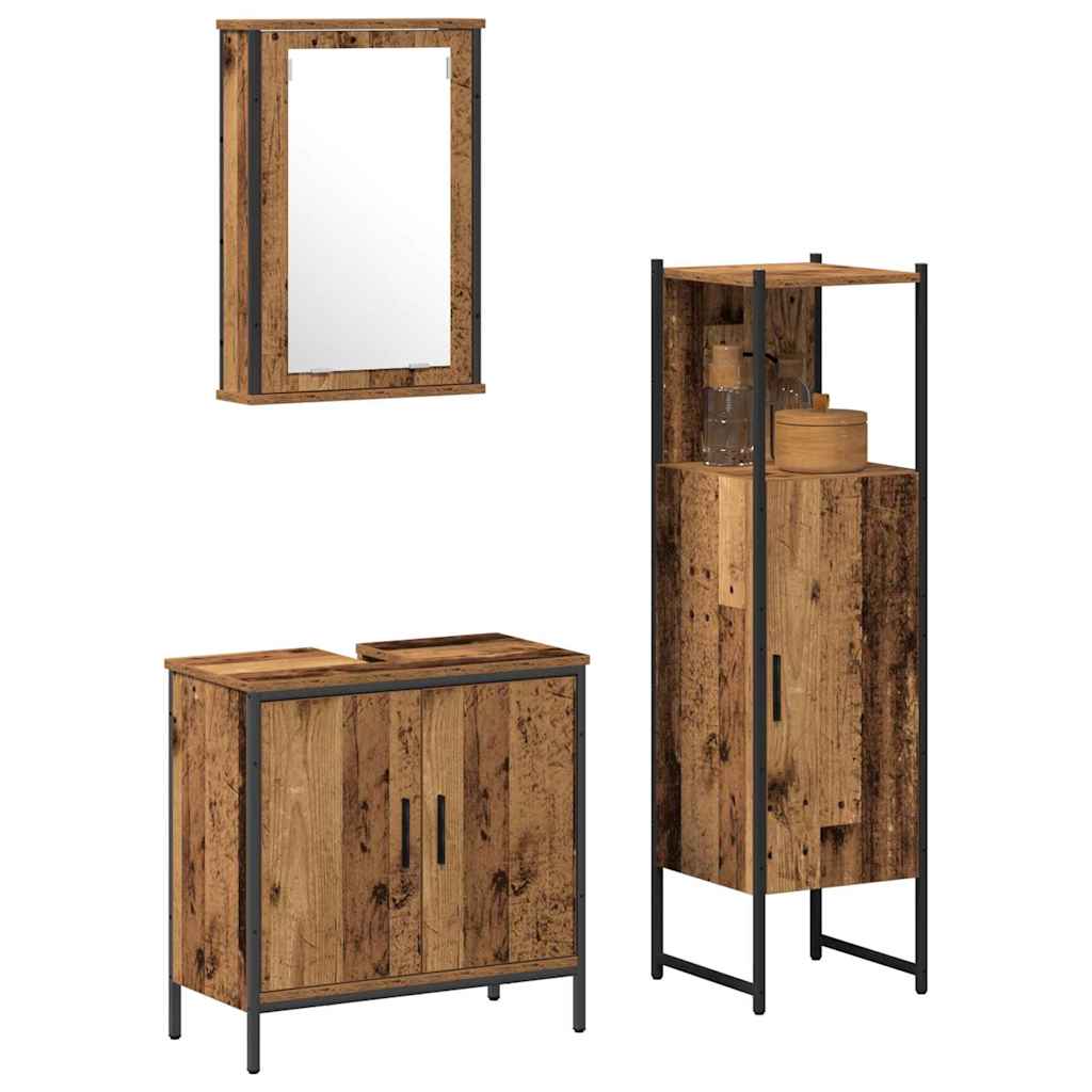 Badezimmermöbel Set mit Speicher 3 pcs Braun 33 x 33 x 120.5 cm