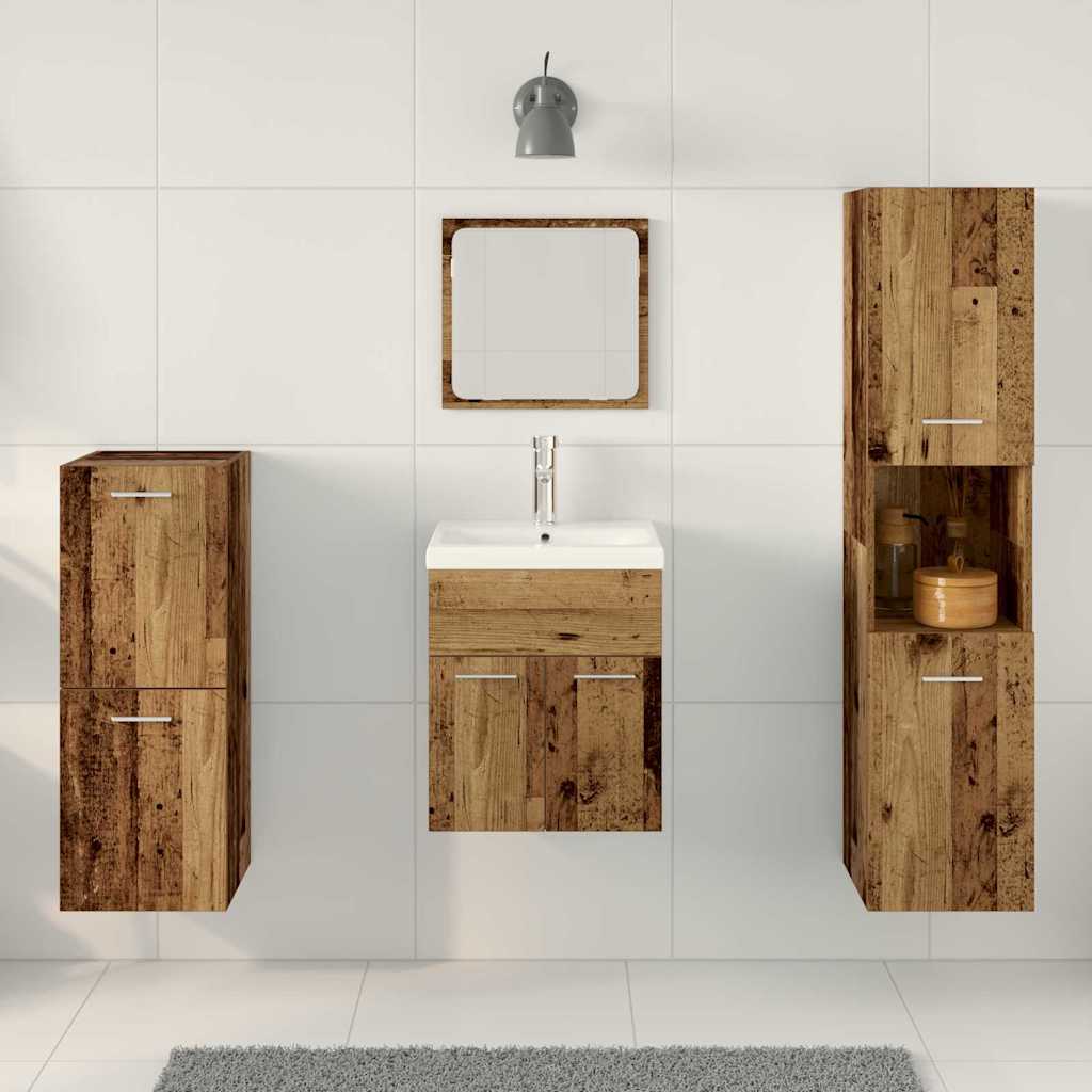 Badezimmermöbel Set Wandmontiert 4 pcs Altholz 30 x 30 x 130 cm