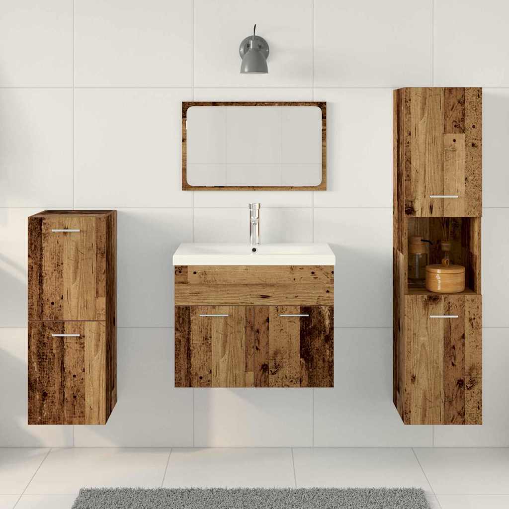 Badezimmermöbel Set Wandmontiert 4 pcs Altholz 30 x 30 x 130 cm