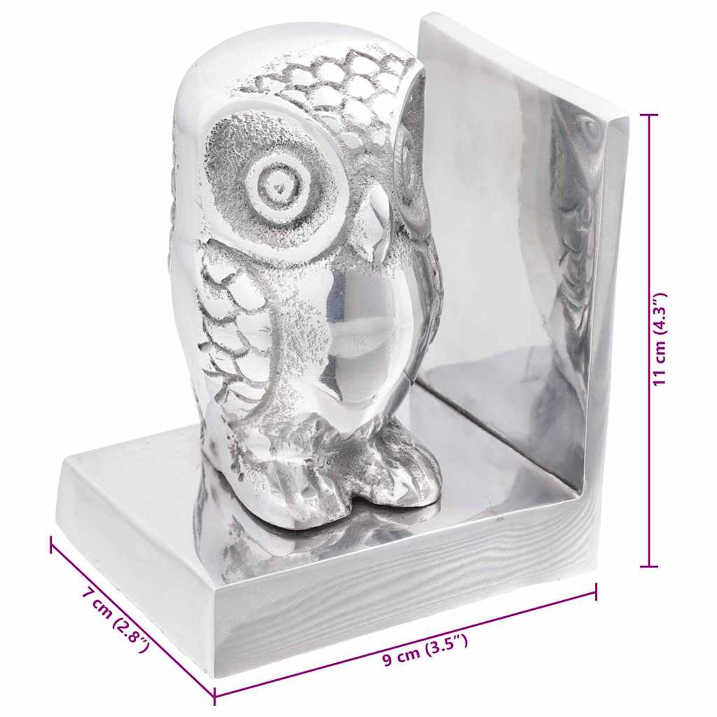 Buchstützen 2 pcs Silber 7 x 9 x 11 cm Aluminium