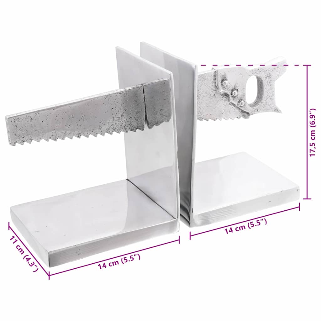 Buchstützen 2 pcs Silber 11 x 14 x 17.5 cm Aluminium