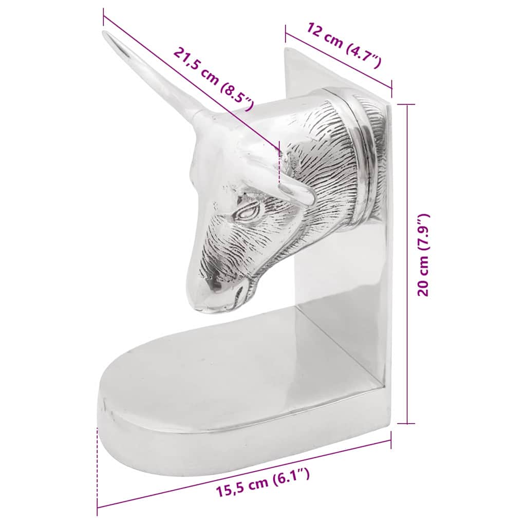 Buchstützen 2 pcs Silber 21.5 x 15.5 x 20 cm Aluminium
