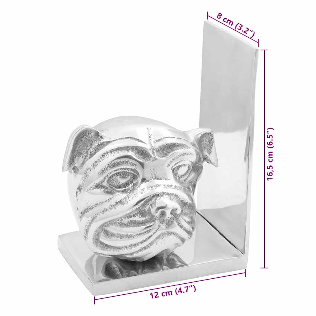 Buchstützen 2 pcs Silber 8 x 12 x 16.5 cm Aluminium
