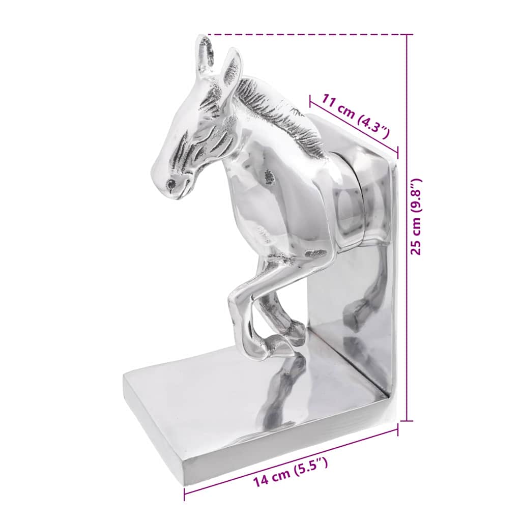 Buchstützen 2 pcs Silber 11 x 14 x 25 cm Aluminium