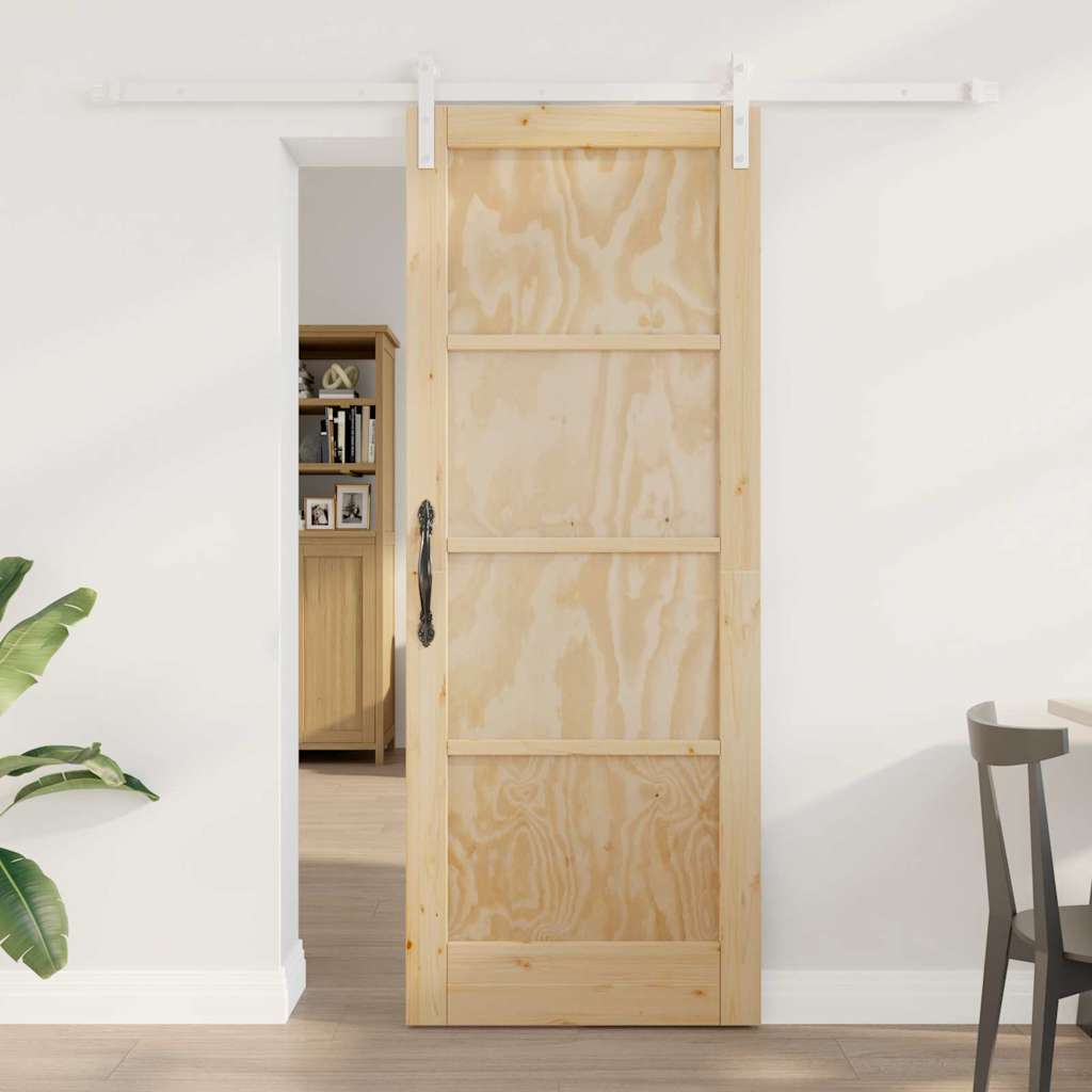 Schiebetür Manuell Natur und Weiß 78 x 202 cm