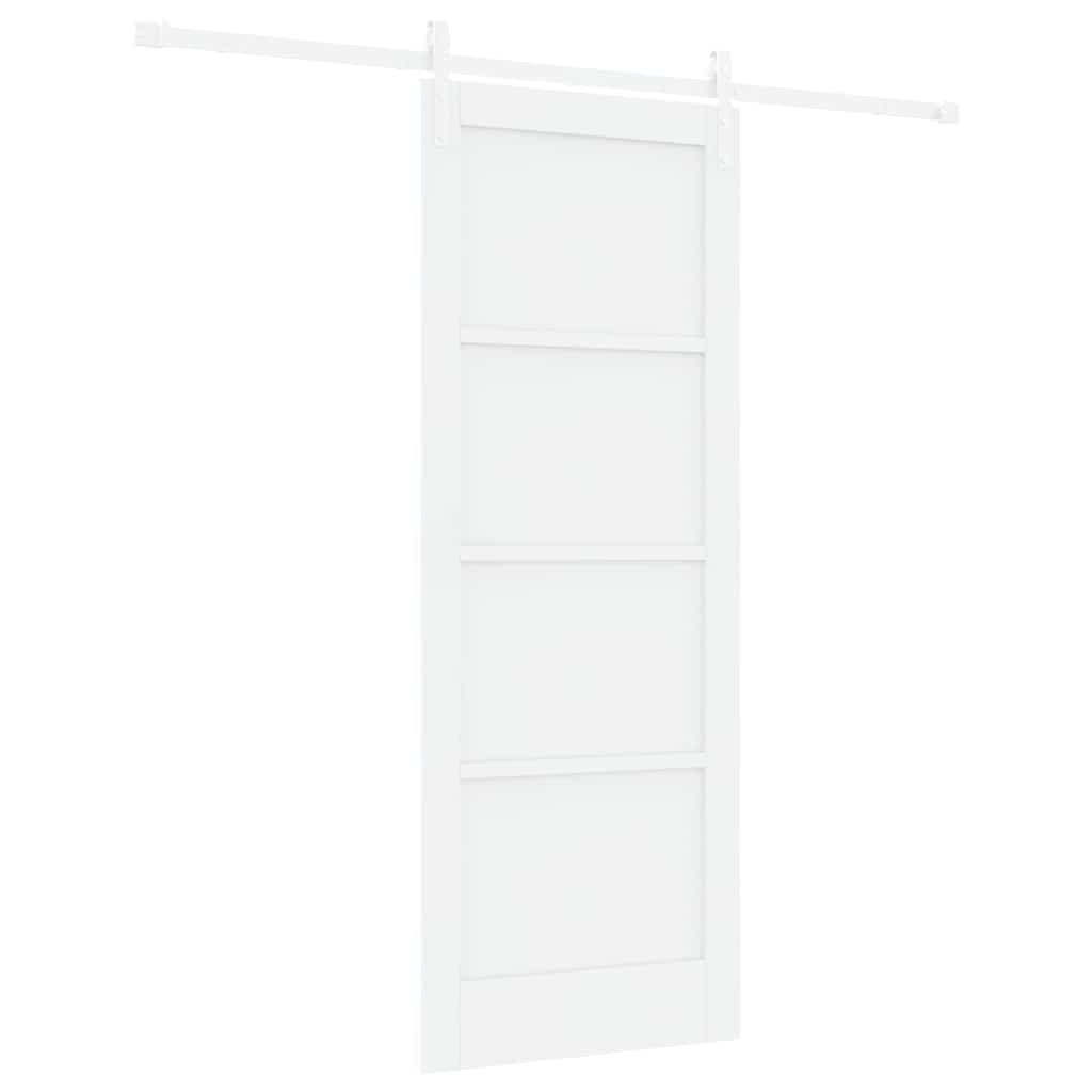 Schiebetür Weiß 78 x 202 cm Massives Kiefernholz und Stahl