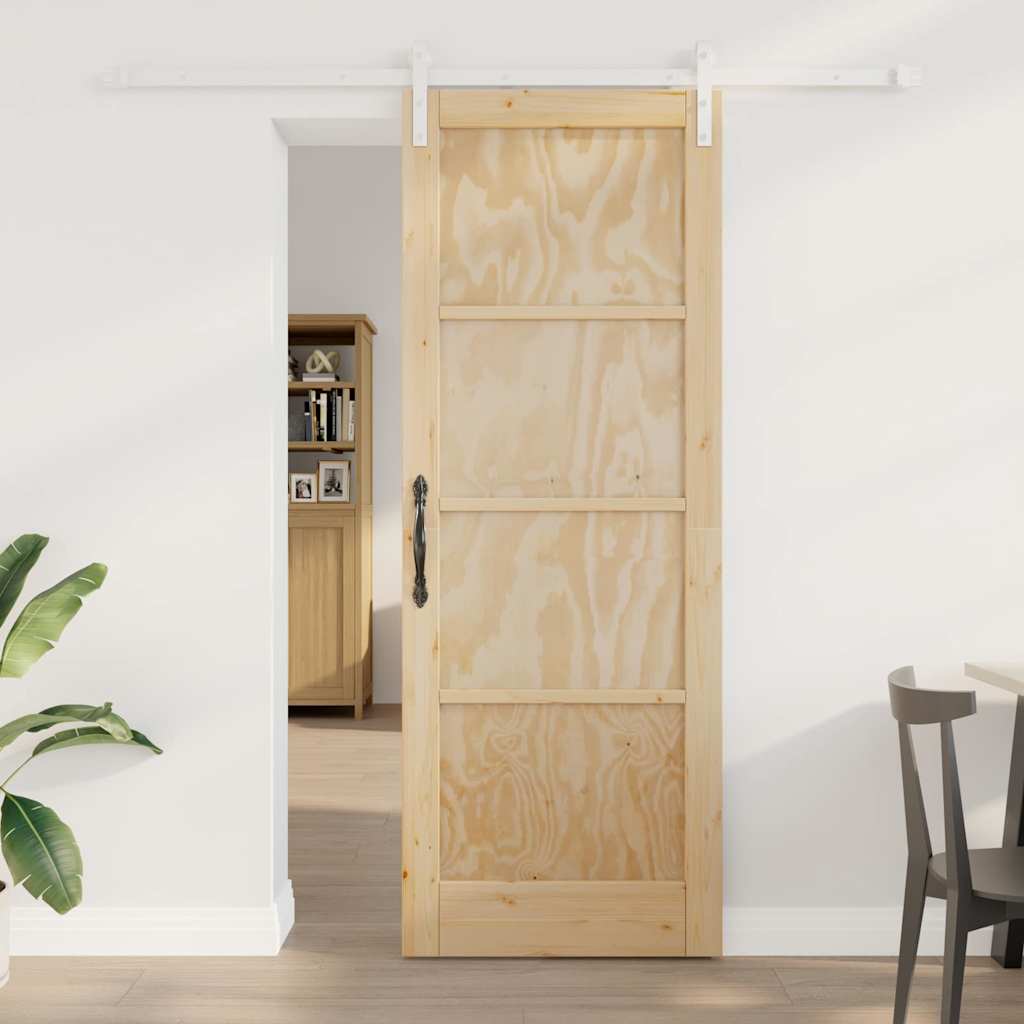 Schiebetür Manuell Natur und Weiß 78 x 211 cm