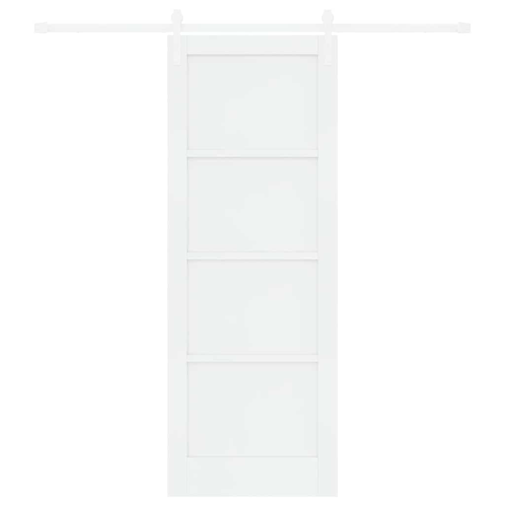 Schiebetür Weiß 78 x 211 cm Massives Kiefernholz und Stahl